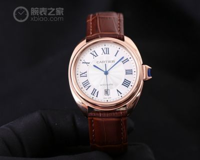 Replica CLÉ DE CARTIER Rose Gold Case 40mm Brown Leather Band